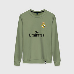 Свитшот хлопковый женский Real Madrid: Fly Emirates, цвет: авокадо
