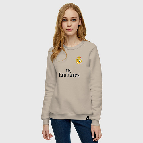 Женский свитшот Real Madrid: Fly Emirates / Миндальный – фото 3