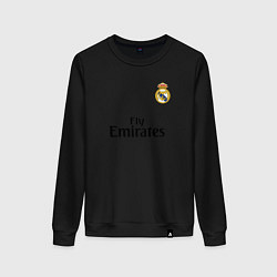 Свитшот хлопковый женский Real Madrid: Fly Emirates, цвет: черный