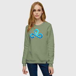 Свитшот хлопковый женский Cloud9 Foil Металлический эффект, цвет: авокадо — фото 2
