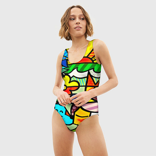 Женский купальник-боди Картинка-мозаика / 3D-принт – фото 3