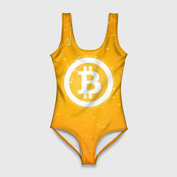 Купальник-боди 3D женский Bitcoin Orange, цвет: 3D-принт