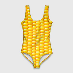 Купальник-боди 3D женский Сладкая вареная кукуруза, цвет: 3D-принт