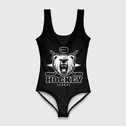 Купальник-боди 3D женский Bear hockey, цвет: 3D-принт