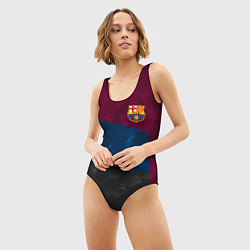 Купальник-боди 3D женский FC Barcelona: Dark polygons, цвет: 3D-принт — фото 2