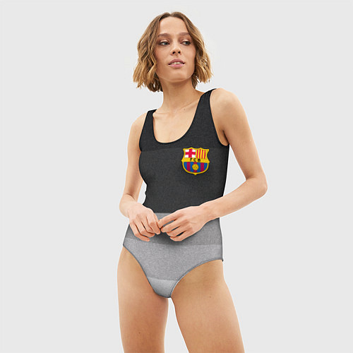 Женский купальник-боди ФК Барселона: Серый стиль / 3D-принт – фото 3
