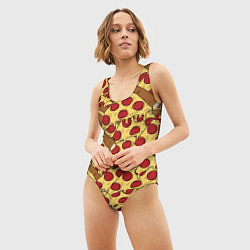 Купальник-боди 3D женский Любитель пиццы, цвет: 3D-принт — фото 2