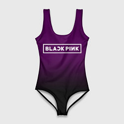 Купальник-боди 3D женский Black Pink: Violet Gradient, цвет: 3D-принт