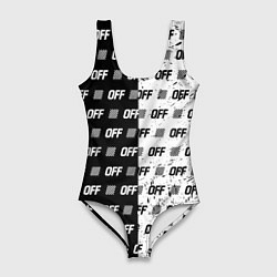 Купальник-боди 3D женский Off-White: Black & White, цвет: 3D-принт