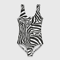 Купальник-боди 3D женский Полосы шкура зебры, цвет: 3D-принт