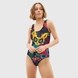 Купальник-боди 3D женский Мексиканский день мёртвых у кошек, цвет: 3D-принт — фото 2