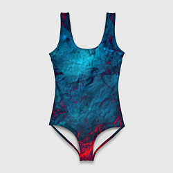 Купальник-боди 3D женский Blue and Red abstract, цвет: 3D-принт