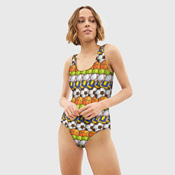 Купальник-боди 3D женский Спорт с мячом, цвет: 3D-принт — фото 2