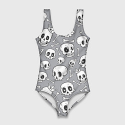 Купальник-боди 3D женский Skulls & bones, цвет: 3D-принт