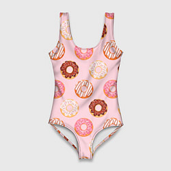 Купальник-боди 3D женский Pink donuts, цвет: 3D-принт