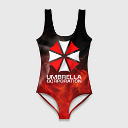 Купальник-боди 3D женский Umbrella Corporation пламя, цвет: 3D-принт