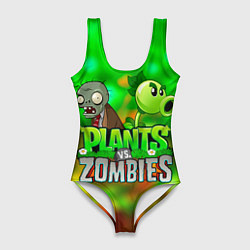 Женский купальник-боди Plants vs Zombies горохострел и зомби