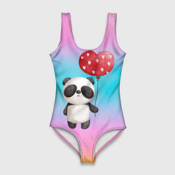 Купальник-боди 3D женский Маленькая панда с сердечком, цвет: 3D-принт