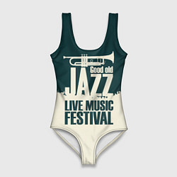 Купальник-боди 3D женский Джаз Живая Музыка, цвет: 3D-принт