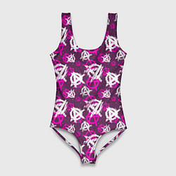 Купальник-боди 3D женский Знаки разноцветные, цвет: 3D-принт