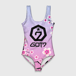 Купальник-боди 3D женский GOT7 ЦВЕТЫ САКУРЫ, цвет: 3D-принт
