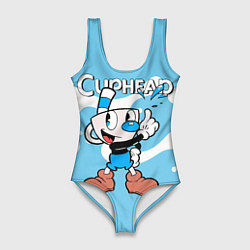 Купальник-боди 3D женский Cuphead синяя чашечка, цвет: 3D-принт