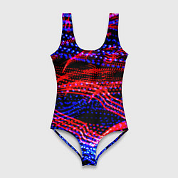 Купальник-боди 3D женский Neon vanguard pattern 2022, цвет: 3D-принт