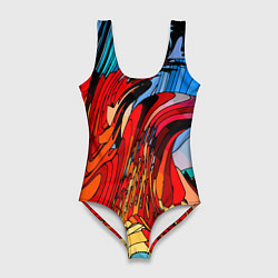 Купальник-боди 3D женский Abstract color pattern Fashion 2022, цвет: 3D-принт