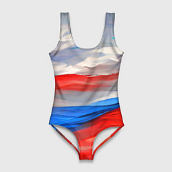Купальник-боди 3D женский Флаг России в красках, цвет: 3D-принт