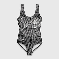 Купальник-боди 3D женский Мятая сетчатая ткань Crumpled Mesh Fabric, цвет: 3D-принт