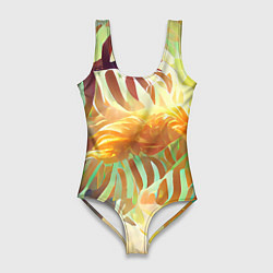 Купальник-боди 3D женский Fern leaves, цвет: 3D-принт