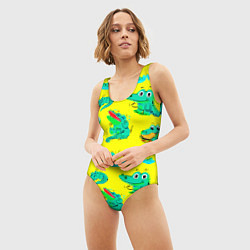 Купальник-боди 3D женский GREEN CROCODILES, цвет: 3D-принт — фото 2