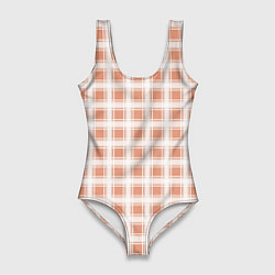 Купальник-боди 3D женский Light beige plaid fashionable checkered pattern, цвет: 3D-принт