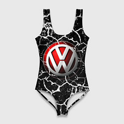 Купальник-боди 3D женский Volkswagen Трещины, цвет: 3D-принт