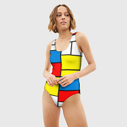 Купальник-боди 3D женский Texture of squares rectangles, цвет: 3D-принт — фото 2