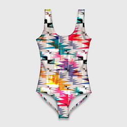 Женский купальник-боди Многоцветный абстрактный геометрический