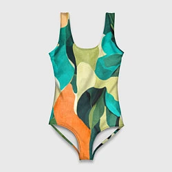 Купальник-боди 3D женский Multicoloured camouflage, цвет: 3D-принт