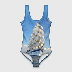 Купальник-боди 3D женский Парусник идёт на полных парусах, цвет: 3D-принт