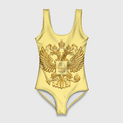 Купальник-боди 3D женский Герб России - золото, цвет: 3D-принт