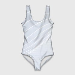 Купальник-боди 3D женский Серый фон и белые линии, цвет: 3D-принт