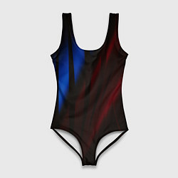 Женский купальник-боди Иллюзорные синие и красные линии во тьме