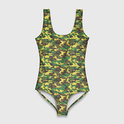 Купальник-боди 3D женский Камуфляж Дубок ВСР-93 мелкий, цвет: 3D-принт