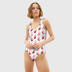 Купальник-боди 3D женский Кровавая рука, цвет: 3D-принт — фото 2