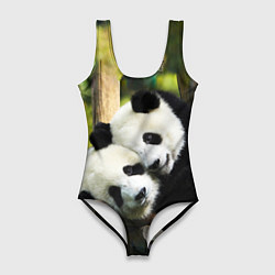 Купальник-боди 3D женский Влюблённые панды, цвет: 3D-принт