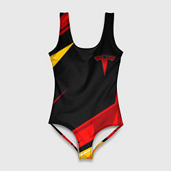 Купальник-боди 3D женский Тесла - Оранжевая спортивная, цвет: 3D-принт