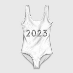 Купальник-боди 3D женский Новогодние снежинки 2023, цвет: 3D-принт