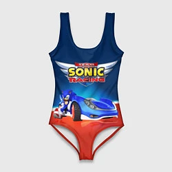 Купальник-боди 3D женский Team Sonic Racing - Ёжик и его точило, цвет: 3D-принт