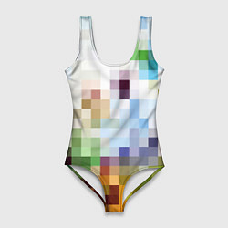 Купальник-боди 3D женский Пиксельная абстракция, цвет: 3D-принт
