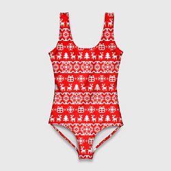 Женский купальник-боди New Years winter pattern