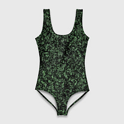 Купальник-боди 3D женский Черный и зеленый камуфляжный, цвет: 3D-принт